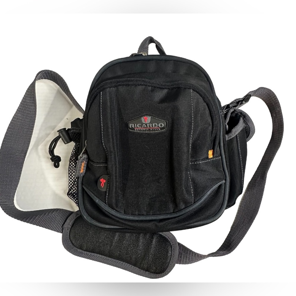 Ricardo Beverly‎ Hills Crossbody Shoulder Black Bag Compartments Pre-owned